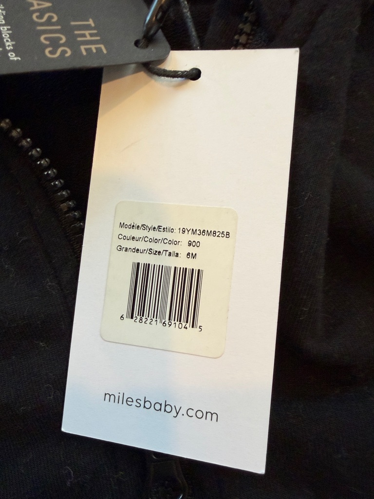 Black Miles Basics Zip-Up Hoodie Size 6 Months Black Nwt - C39-056 — image 5 of 7